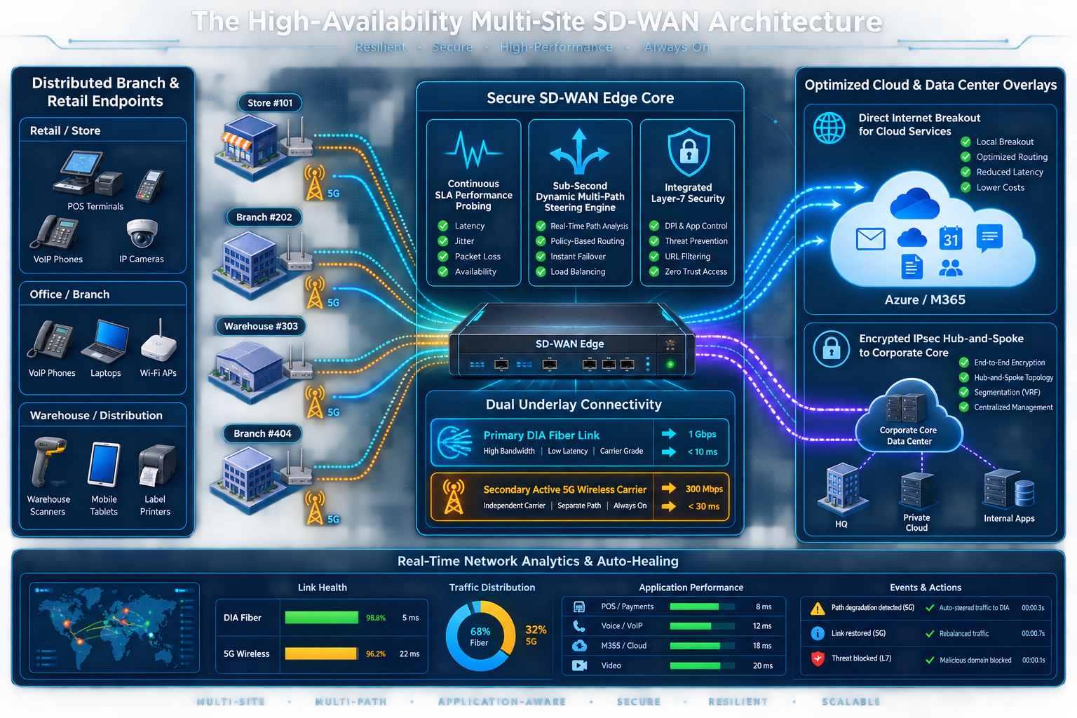 High-availability multi-site SD-WAN architecture